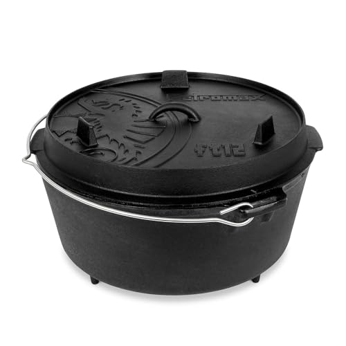 Petromax Feuertopf ft12 - Dutch Oven aus Gusseisen für Kochen und Backen - mit Deckel, Henkel und...