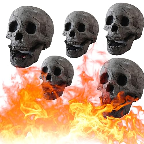 AMZLORD 5 Stück Feuerfeste Feuerstelle Totenkopf, aus Wiederverwendbar Keramik, für Lagerfeuer,...