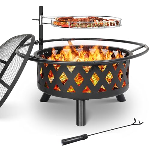 Feuerschale mit Drehbarem Grillrost, Feuerschale Groß, Feuerschalen für den Garten mit...